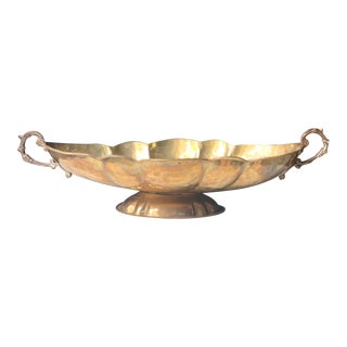 Scalloped Brass Footed Bowl by Hosley For Sale