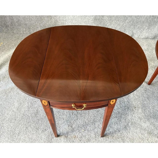 Late 20th Century Pair of Hickory Chair Historic James River Plantation Drop-Side End Tables For Sale - Image 9 of 16