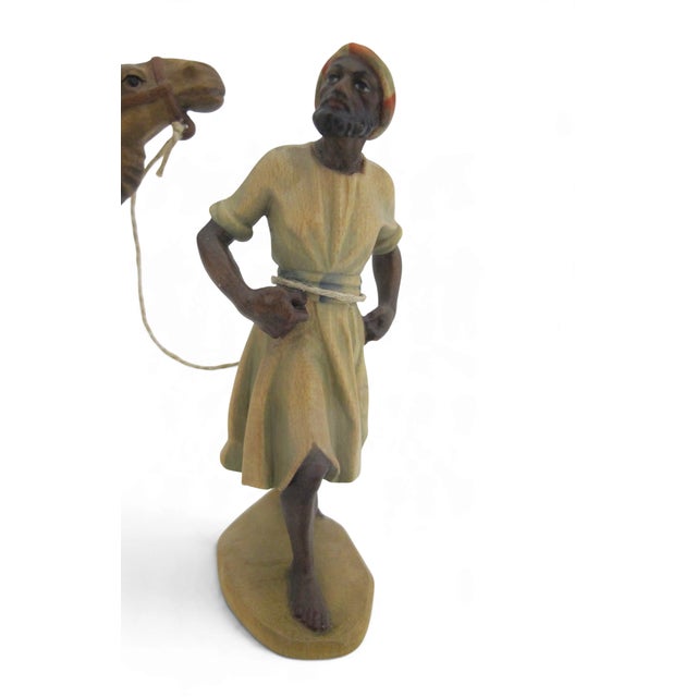 Wood Anri Italy Karl Kuolt Camel & Guide Driver Wood Carved Nativity Figurine For Sale - Image 7 of 9