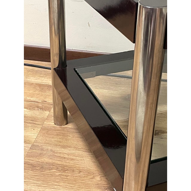 Black Modern Coffee Table with Glass Shelves, 1970s For Sale - Image 8 of 16