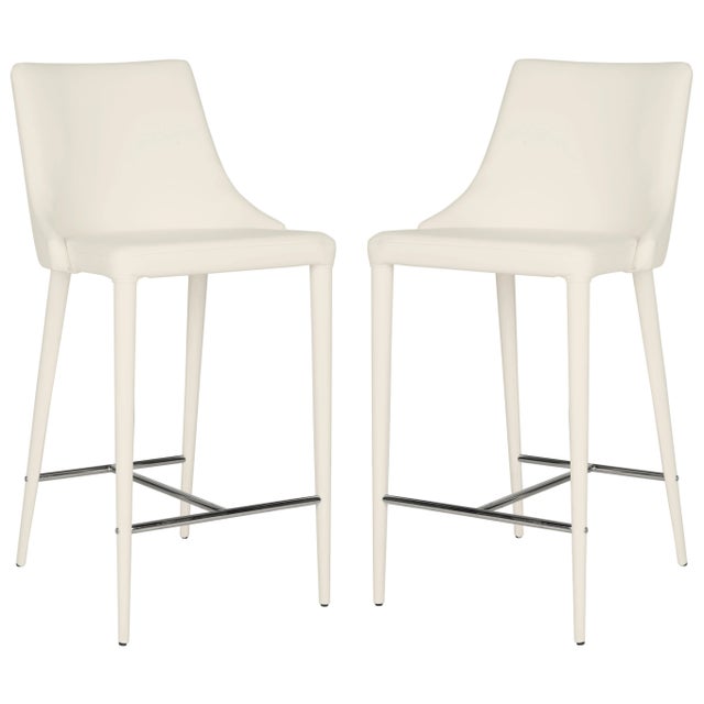 Metal Contemporary Counter Stool in White & Chrome - a Pair For Sale - Image 7 of 7