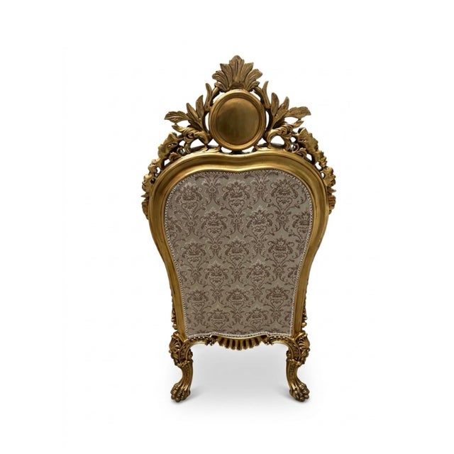 1960s Throne Chair Gold Leaf Arm Chair For Sale - Image 10 of 10