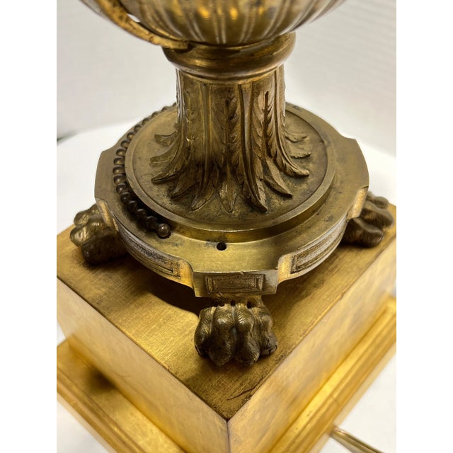 19th Century Neoclassical Gilt Bronze Table Lamps Baroque Louis XVI Style - A Pair For Sale - Image 10 of 12