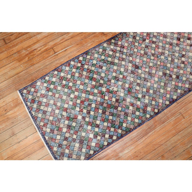 Blue Vintage Turkish Deco Runner - 2'3" x 10'5" For Sale - Image 4 of 6
