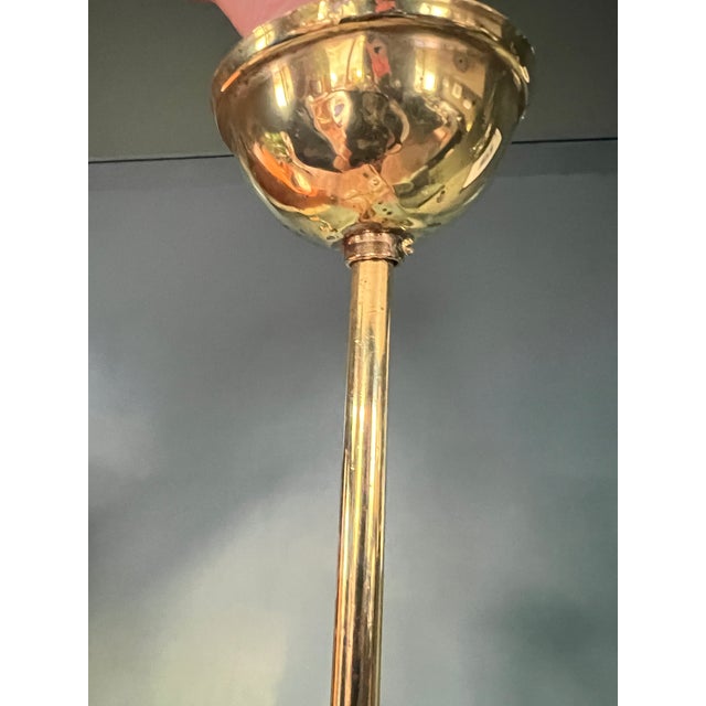Gold Modernist Brass and Glass Ceiling Lamp, 1960s For Sale - Image 8 of 14