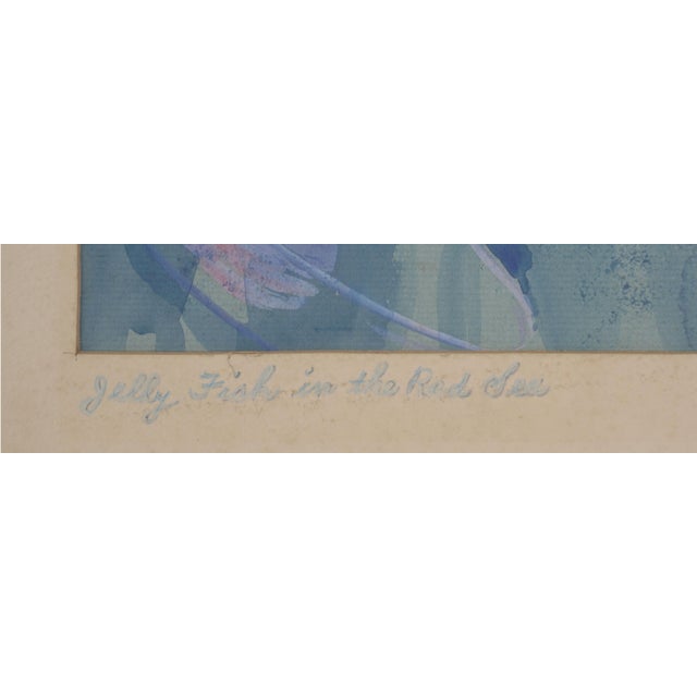 1960s Mid Century Abstracted Watercolor "Jelly Fish in the Red Sea" by Bobbi Merill For Sale - Image 5 of 6