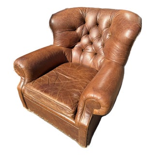 Restoration Hardware Leather Lounge Chair For Sale