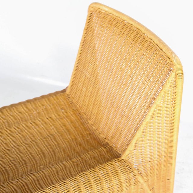 Wood Set of Wicker Chair and Ottoman, 1970s For Sale - Image 7 of 15