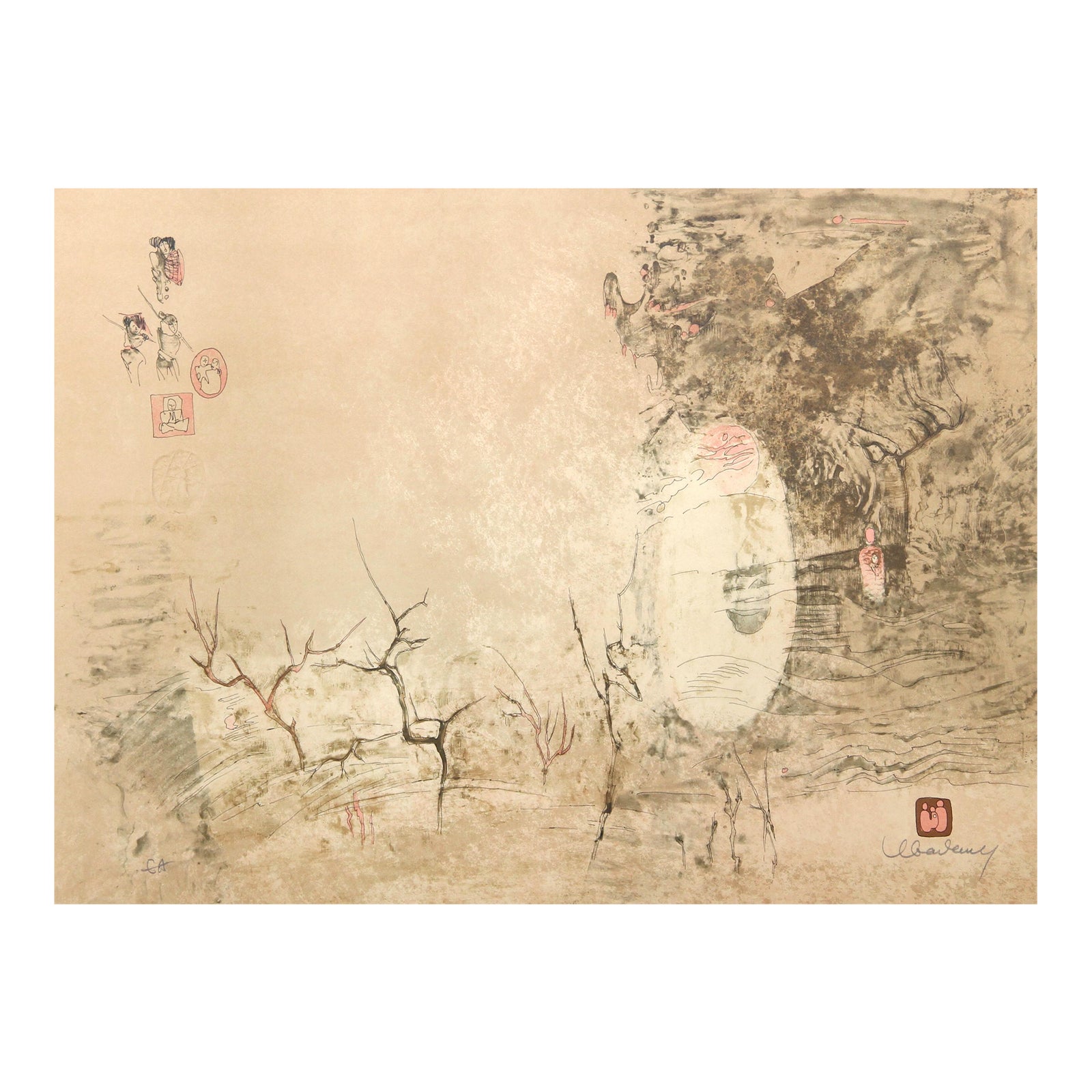 Untitled - Trees, Signed Lithograph With Intaglio Etching by Lebadang ...