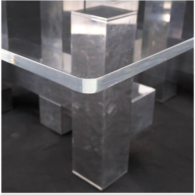 1960s Cityscape Aluminum Base Glass Rectangle Top Rounded Corners Coffee Table For Sale In Miami - Image 6 of 9