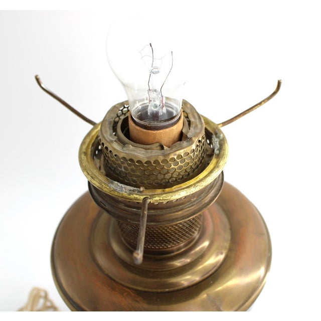 Vintage Aladdin Model 12 Electrified Oil Table Lamp With Swirled Glass Shade, Mantle For Sale - Image 12 of 18