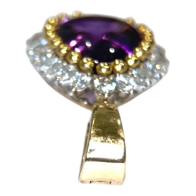 Vintage 14k Gold Amethyst & Diamond Pendant Enhancer For Sale - Image 4 of 10