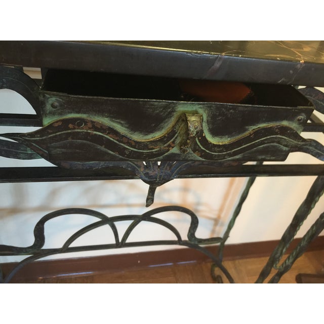 Antique French Art Nouveau (Circa 1895-1910)Wrought Iron Hall Console With Mirror Attributed to Edgar Brandt For Sale - Image 12 of 12