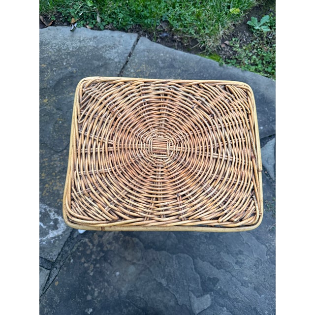 Vintage Wicker Rattan End / Drinks Table Mid 20th Century For Sale - Image 10 of 14