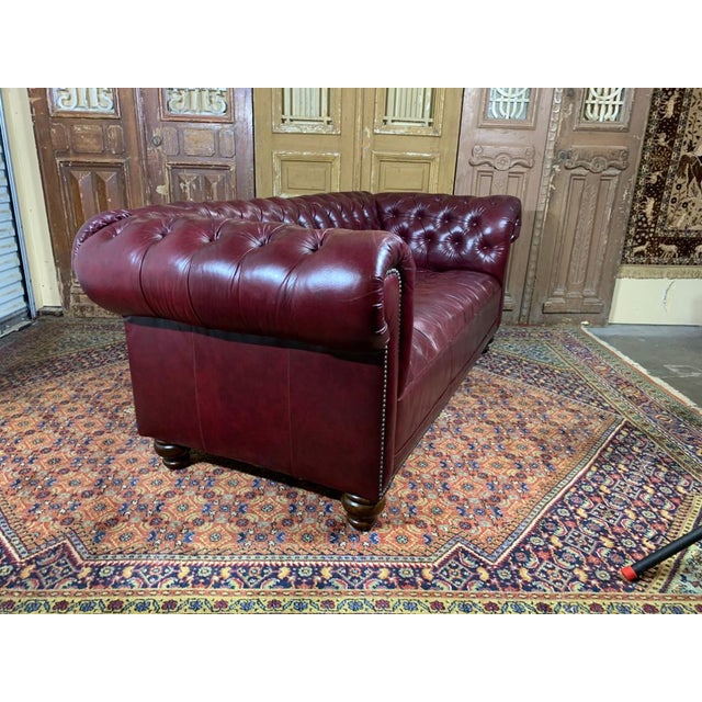 Vintage Mid-Century English Oxblood Leather Chesterfield ...