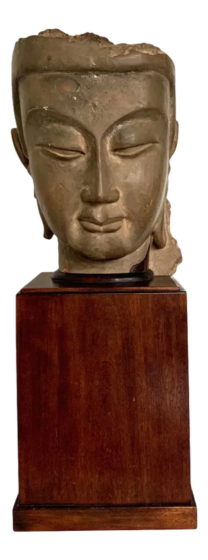 Fine Chinese Stucco Head of Bodhisattva Southern Dynasties
