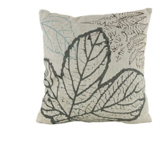 Leaf Design Linen Pillow With Natural Tones For Sale