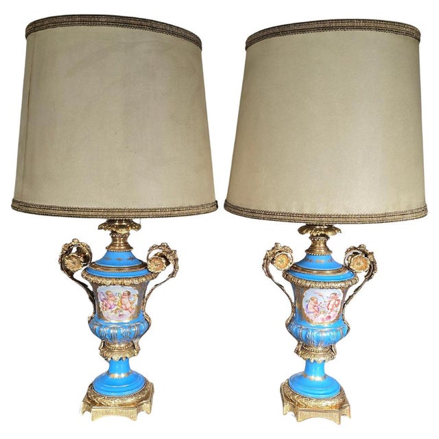 19th Century French Porcelain and Gilt Bronze Lamps in the style of Sèvres, 1890s For Sale - Image 13 of 13