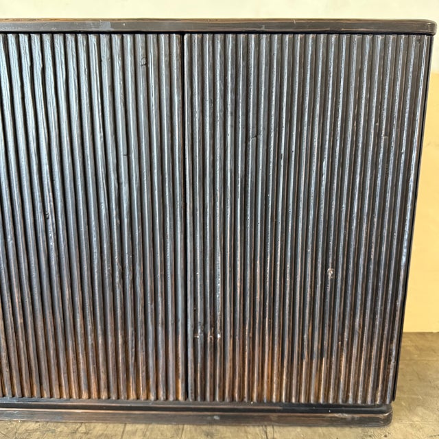 Reeded Credenza in Weathered Black Cabinet For Sale - Image 13 of 18