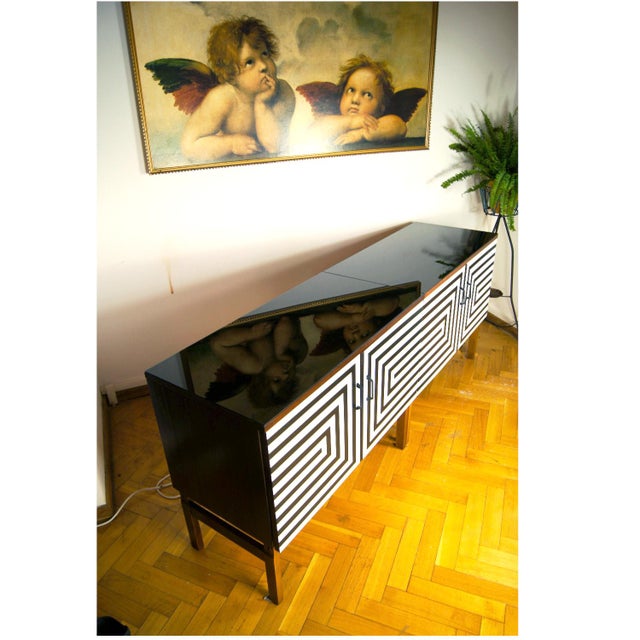 Wood Modular Sideboards with Op Art Motif, 1970s, Set of 2 For Sale - Image 7 of 9