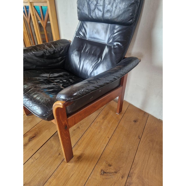Swedish Adjustable Black Leather Armchair from Göte Möbler, 1970s For Sale - Image 9 of 14