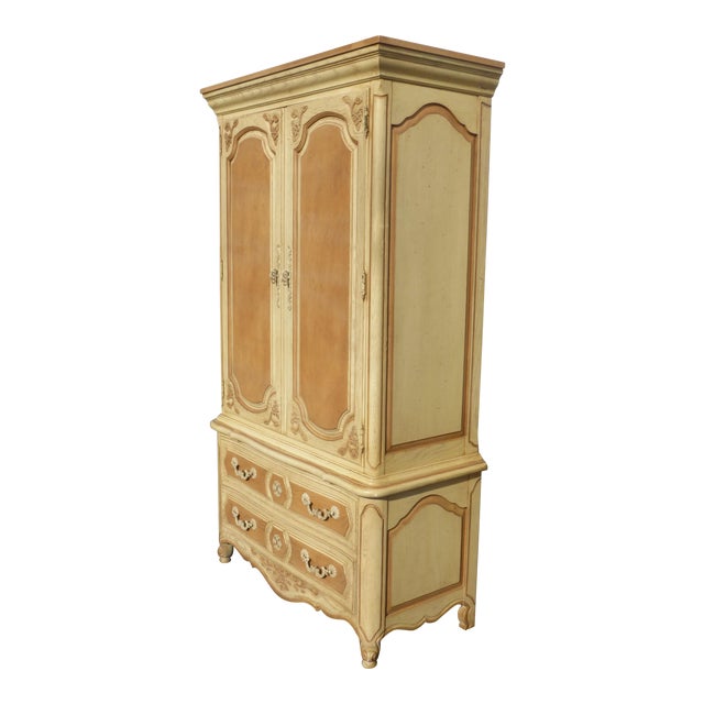 French Country Cottage Thomasville Ornate Off White Armoire Chairish