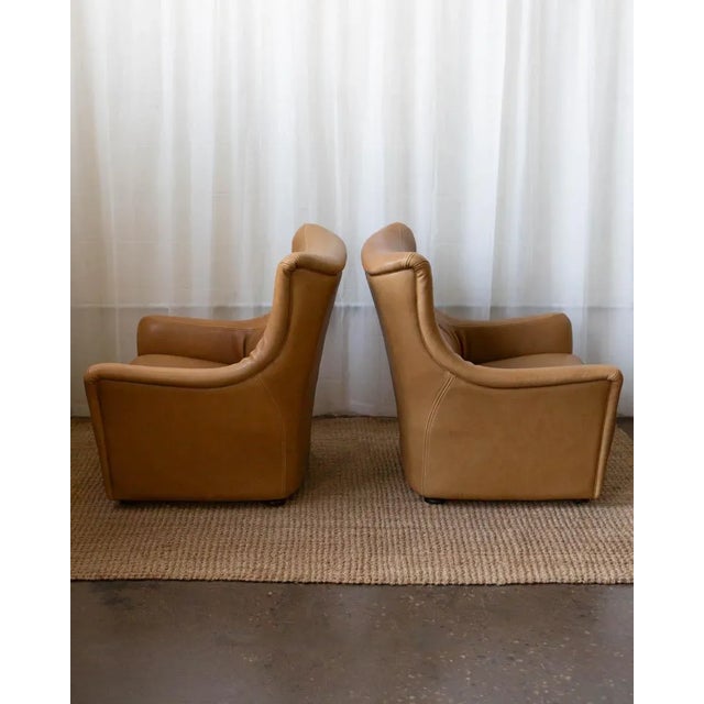 Late 20th Century Pair of Leather Swiss Lounge Chairs For Sale - Image 4 of 14