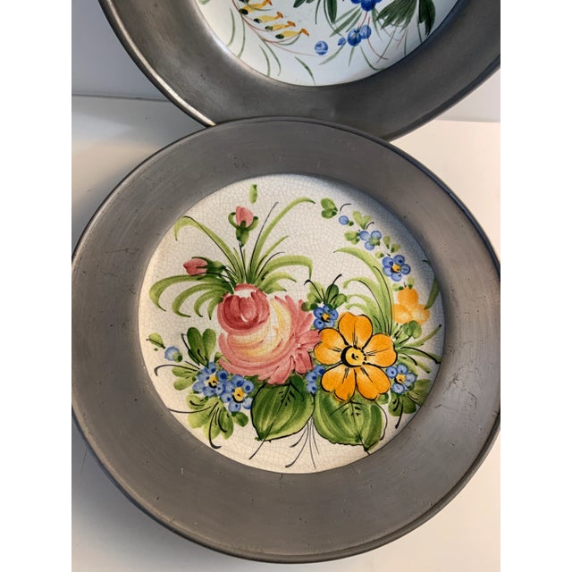 Shabby Chic Italian and German Hand-Painted Plates Set/2 For Sale - Image 3 of 8
