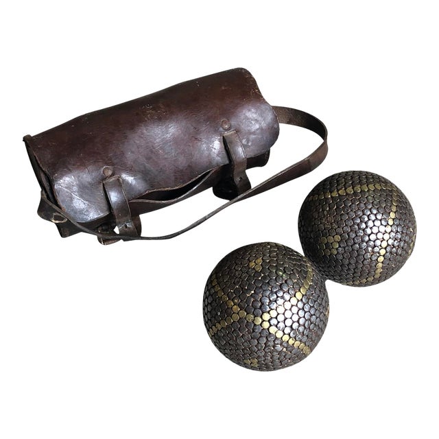 Early 20th Century Boules De Petanque Set For Sale