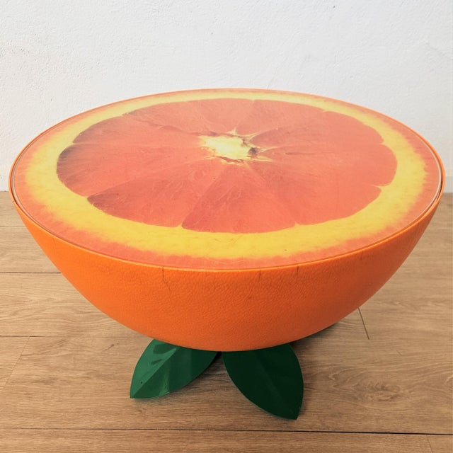 Vintage Orange Table with Glass Top and Metal Legs, 1970s For Sale - Image 9 of 9