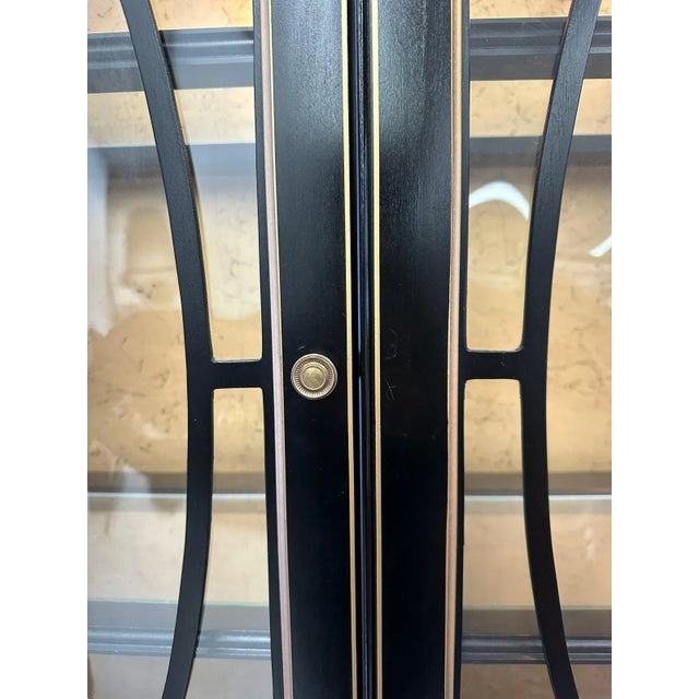 Mid 20th Century Vintage Black Lacquered Chinoiserie Bubble Glass Display Cabinet by Jasper Cabinet Company For Sale - Image 4 of 12