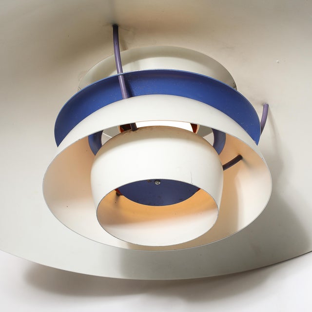 Mid-Century Ph5 Pendant White & Blue Enamel Chandelier by Poul Henningsen For Sale - Image 12 of 12