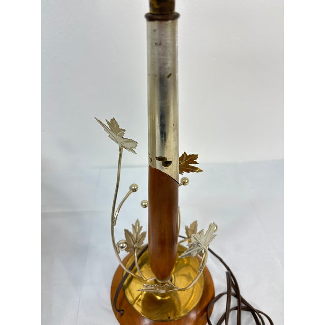 Mid Century Teak and Brass Table Lamp by Sunset Lamp Manufacturing With