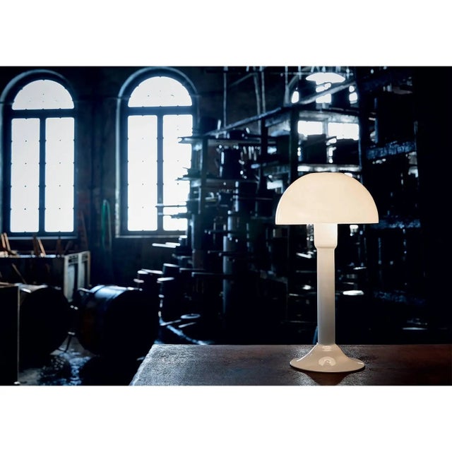 Modern Cupola Carlo Moretti Contemporary Mouth Blown Murano Milk Glass Table Lamp For Sale - Image 3 of 3