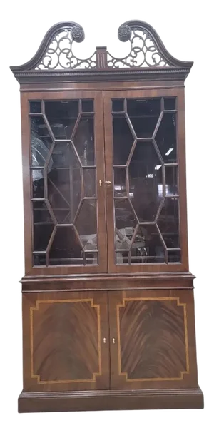 Antique Federal Style Flame Mahogany Display China Cabinet by Councill
