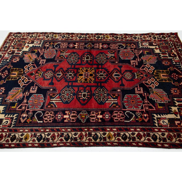 Vintage Red Handcrafted Persian Malayer Wool Rug in 5 X 7 For Sale In New York - Image 6 of 8