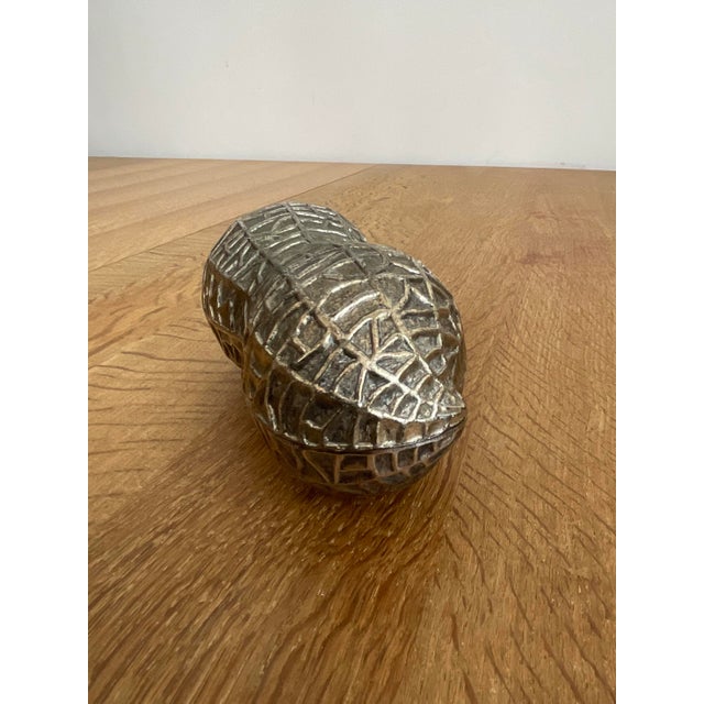 Vintage Silver Plated Peanut Shaped Trinket Box For Sale - Image 4 of 12