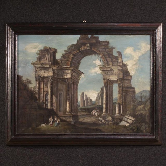 Italian Artist, 20th century Italian architectural capriccio painting, Oil on Canvas For Sale - Image 16 of 16