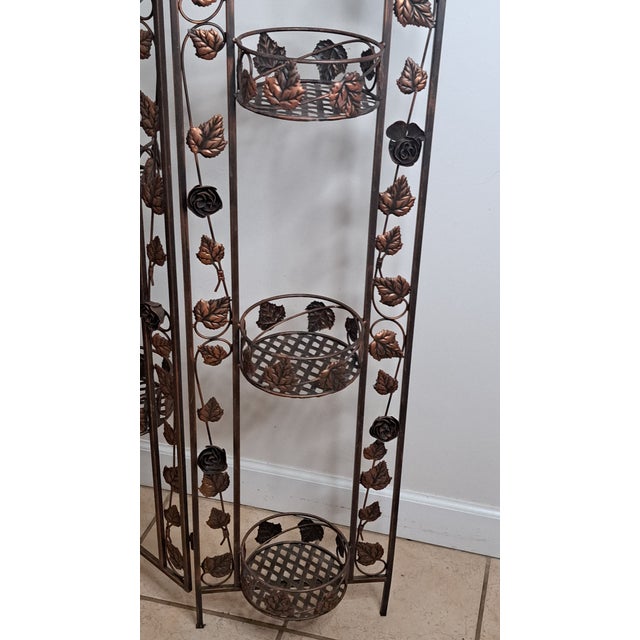 VTG Italian Gold Metal Grape Vine Folding Planter 3 Dividers Hollywood Regency For Sale - Image 12 of 17