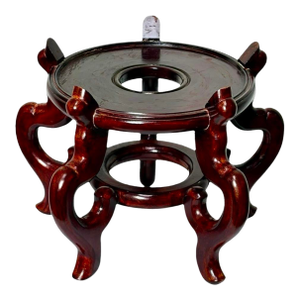 Vintage Chinese Wood Fishbowl Stand 9.5" Diameter 8.5" Tall