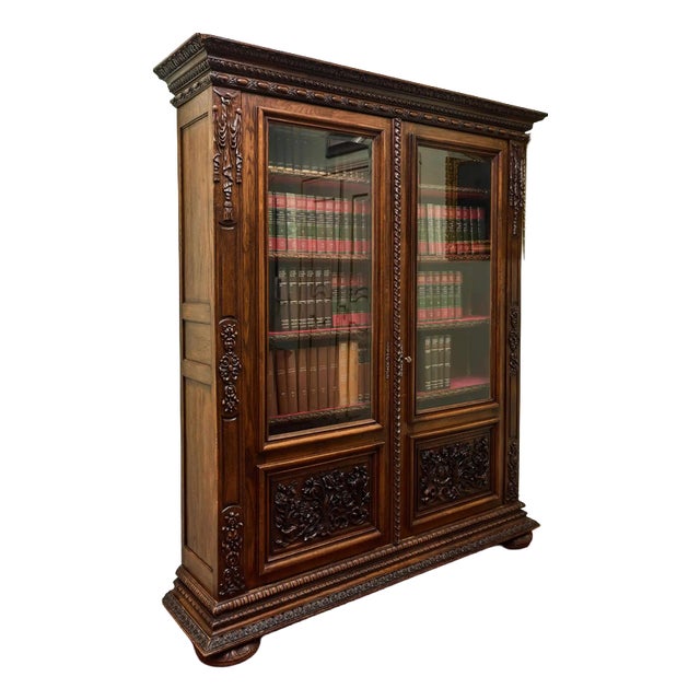 19th Century Renaissance Oak Bookcase For Sale