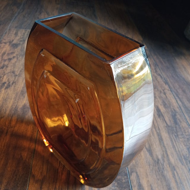 Mid-Century Modern Vintage Mid Century Amber Glass Accent Vase For Sale - Image 3 of 5