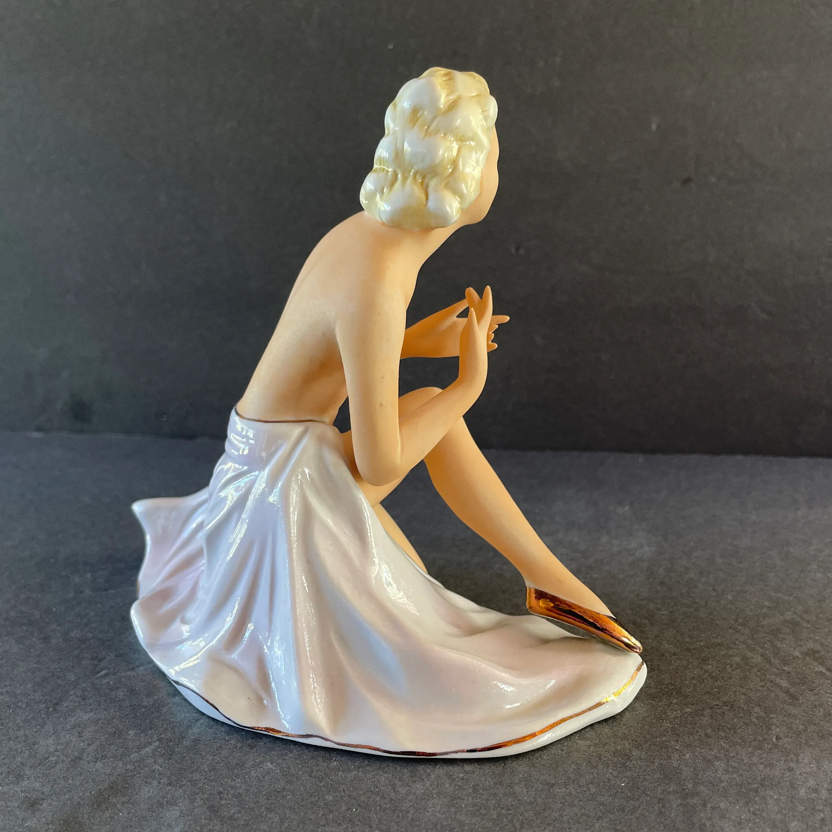 FASOLD & STAUCH Wallendorf Germany Nude Deco Lady Mirror & Peacock