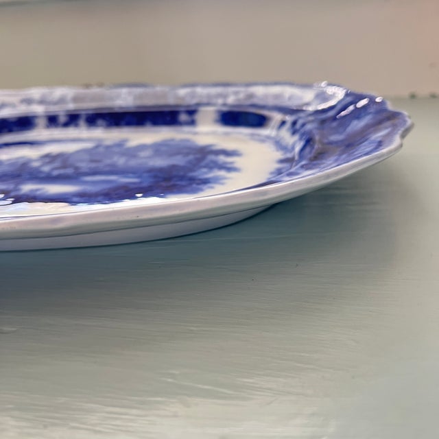 Antique Flow Blue "Nonpareil" by Burgess & Leigh 18" Oval Serving Platter For Sale - Image 12 of 16