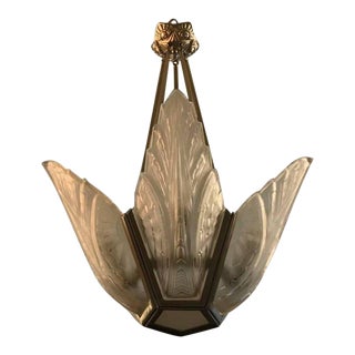 French Art Deco Chandelier Signed by Des Hanots For Sale