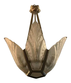 French Art Deco Chandelier Signed by Des Hanots