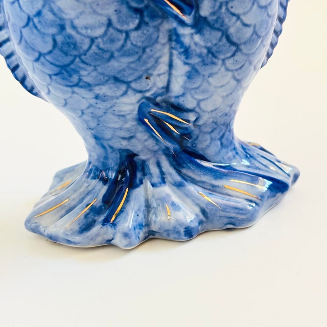Blue and White Porcelain Kissing Koi Fish Vase For Sale In San Francisco - Image 6 of 12
