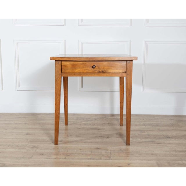 19th Century Walnut Side Table with Geometric Parquetry Top and Drawer For Sale - Image 4 of 11