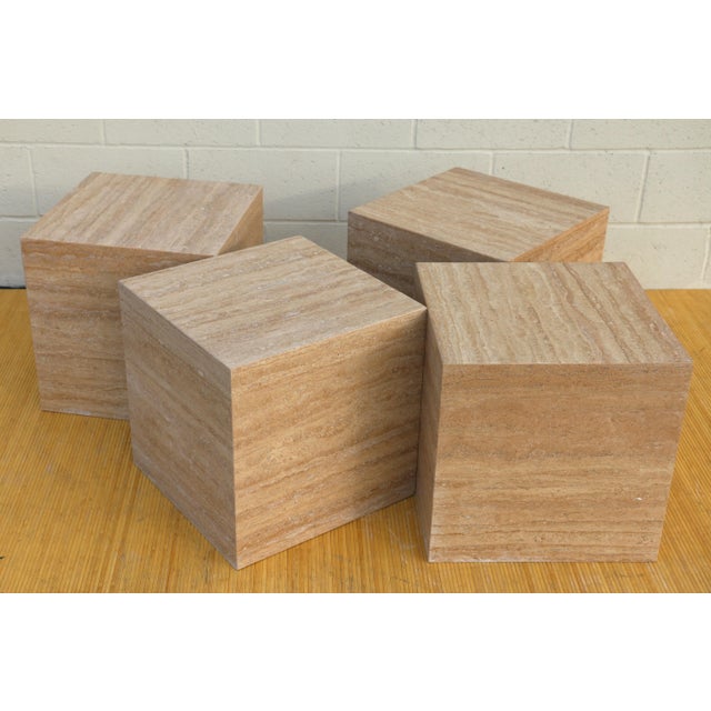 Tan Mid-Century Modern Set of Four Cube Pedestals /Coffee Table For Sale - Image 8 of 12