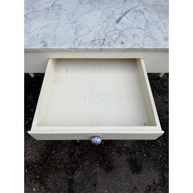 Mid-Century Modern Vintage Italian Dining Table with Grey Marble Top, 1930s For Sale - Image 3 of 8